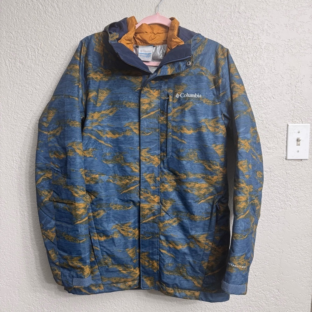 Columbia Interchange Omni-Tech Omni-Heat 3-in-1 Blue Camo Jacket Men’s Small